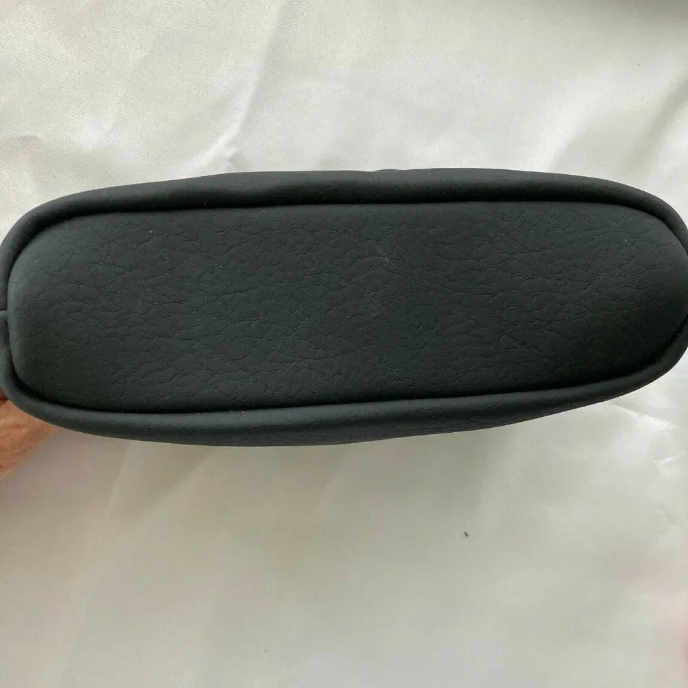 NWT Emperia Gray Faux Suede Clutch Makeup Bag | Silver Black Zip Pouch Organizer